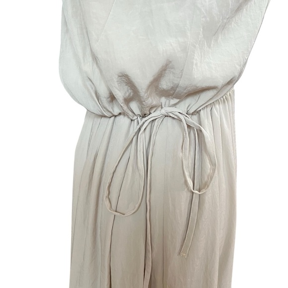 GAP Maxi Dress Size Medium Beige Strapless Satin Drawstring Party Cruise Summer - Picture 4 of 9